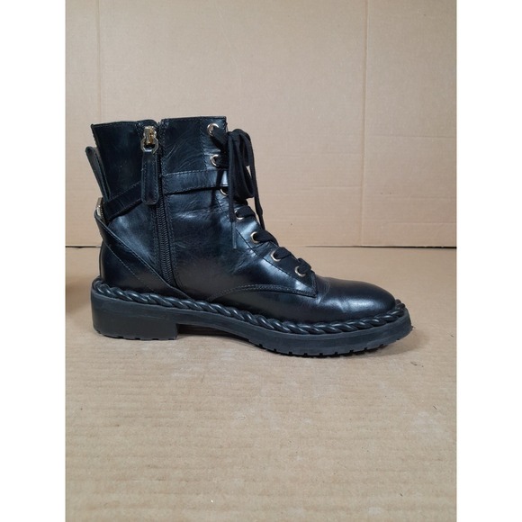 Louise Et Cie Sabri Rope  BlAck Leather Bootie Women Sz  7  M  Side Zip Boot - Picture 6 of 13